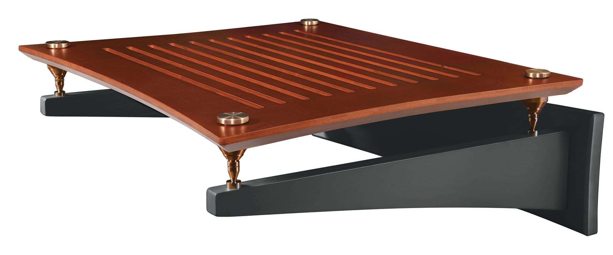 Wall bracket with cherry bamboo shelf finish and bronze feet