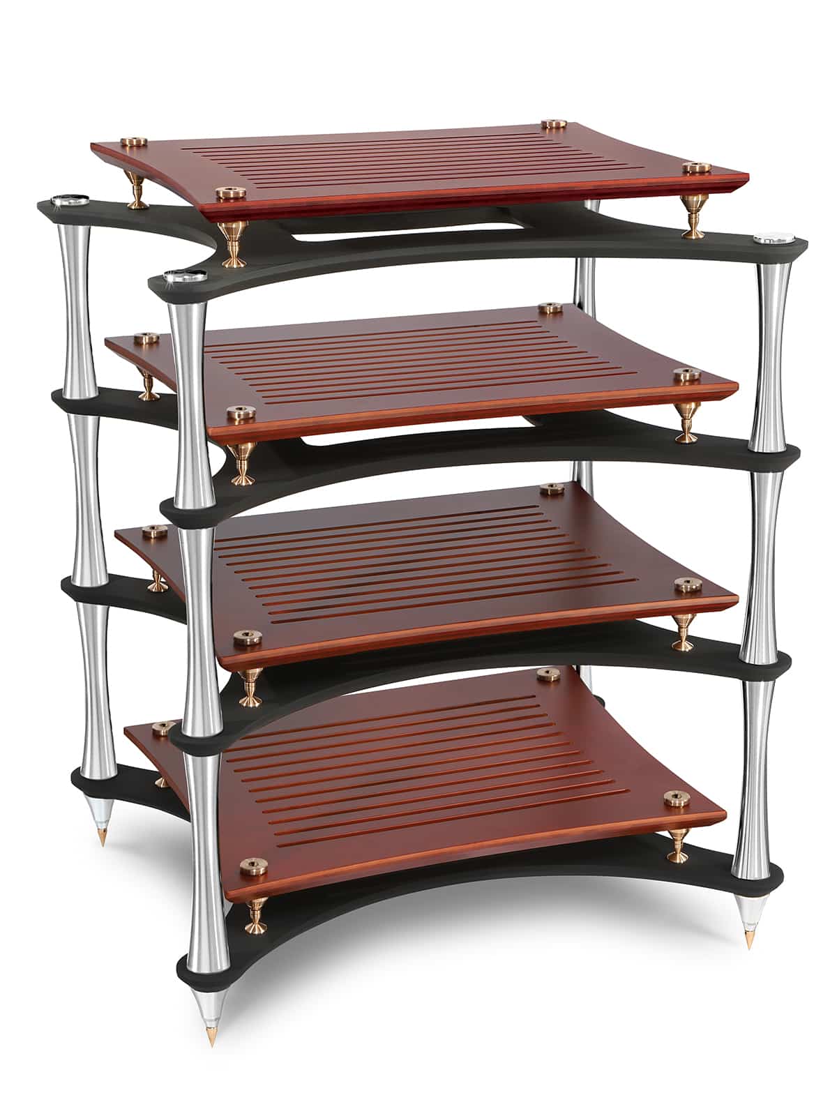 ultimate HiFi rack X-Reference with cherry shelves and silver columns
