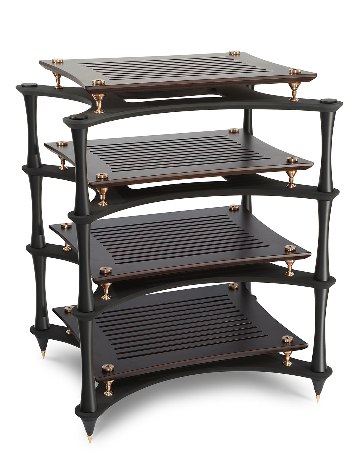 ultimate HiFi rack X-Reference with dark shelves and black columns